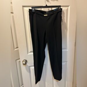 Soho Apparel 1X Black Dress Ankle Pants w/Tapered Leg Waist Embellishment NWT
